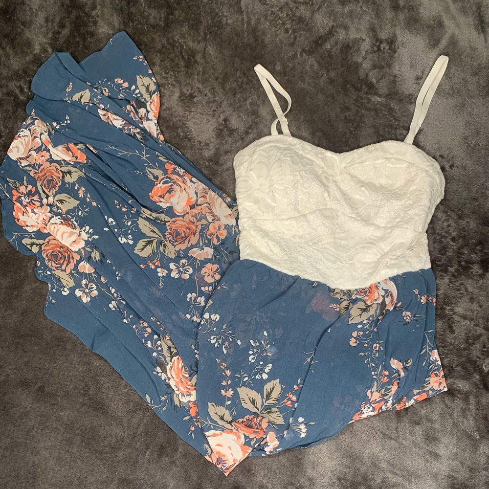 Lily Rose Blue and White Floral Dress